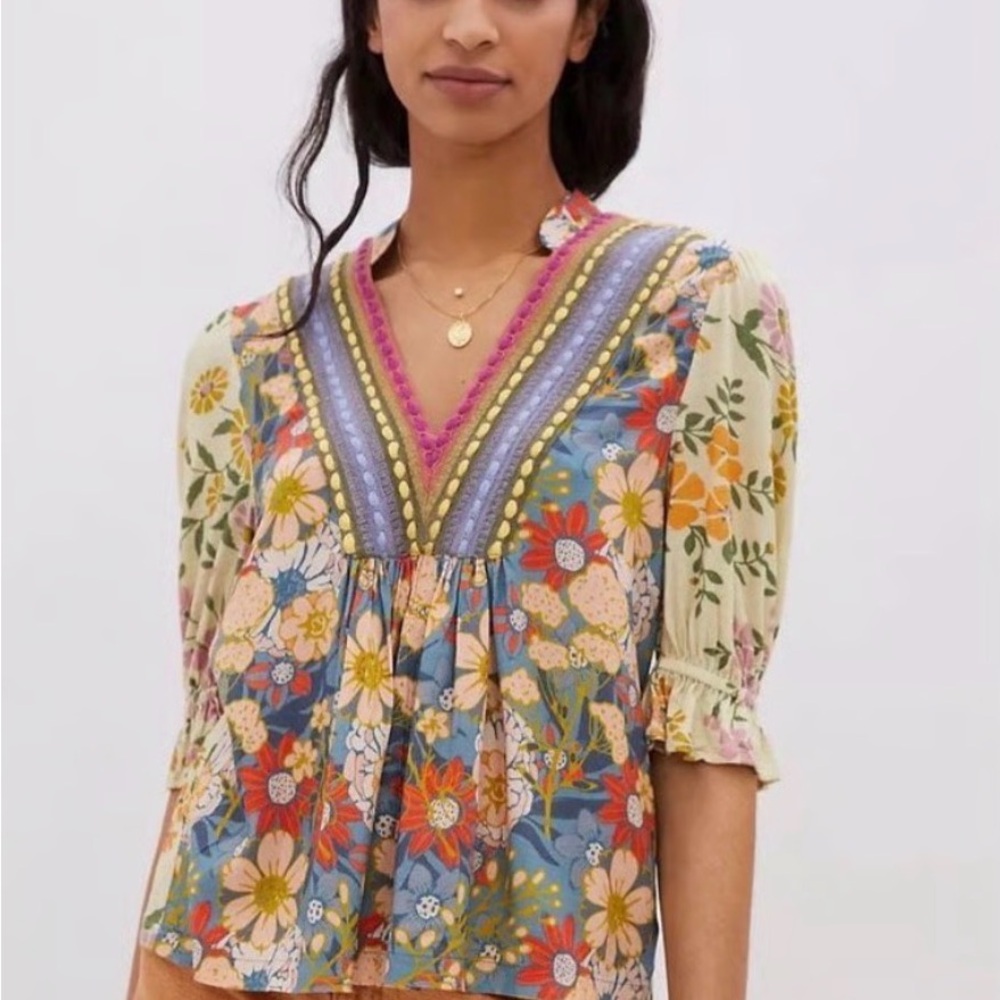Anthropologie Blank NYC Multicolor Floral Blouse
